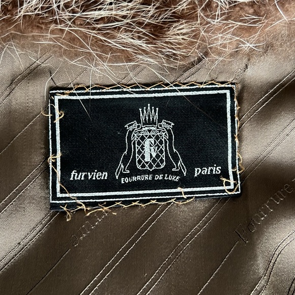 Furvien Paris Vintage Authentic Racoon Fur Brown Short w/Leather Trim Size L - Picture 10 of 16